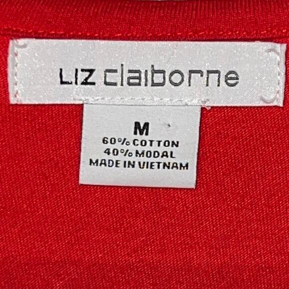 Women's Open Front Red Sweater Size Medium Liz Claiborne - Picture 3 of 7
